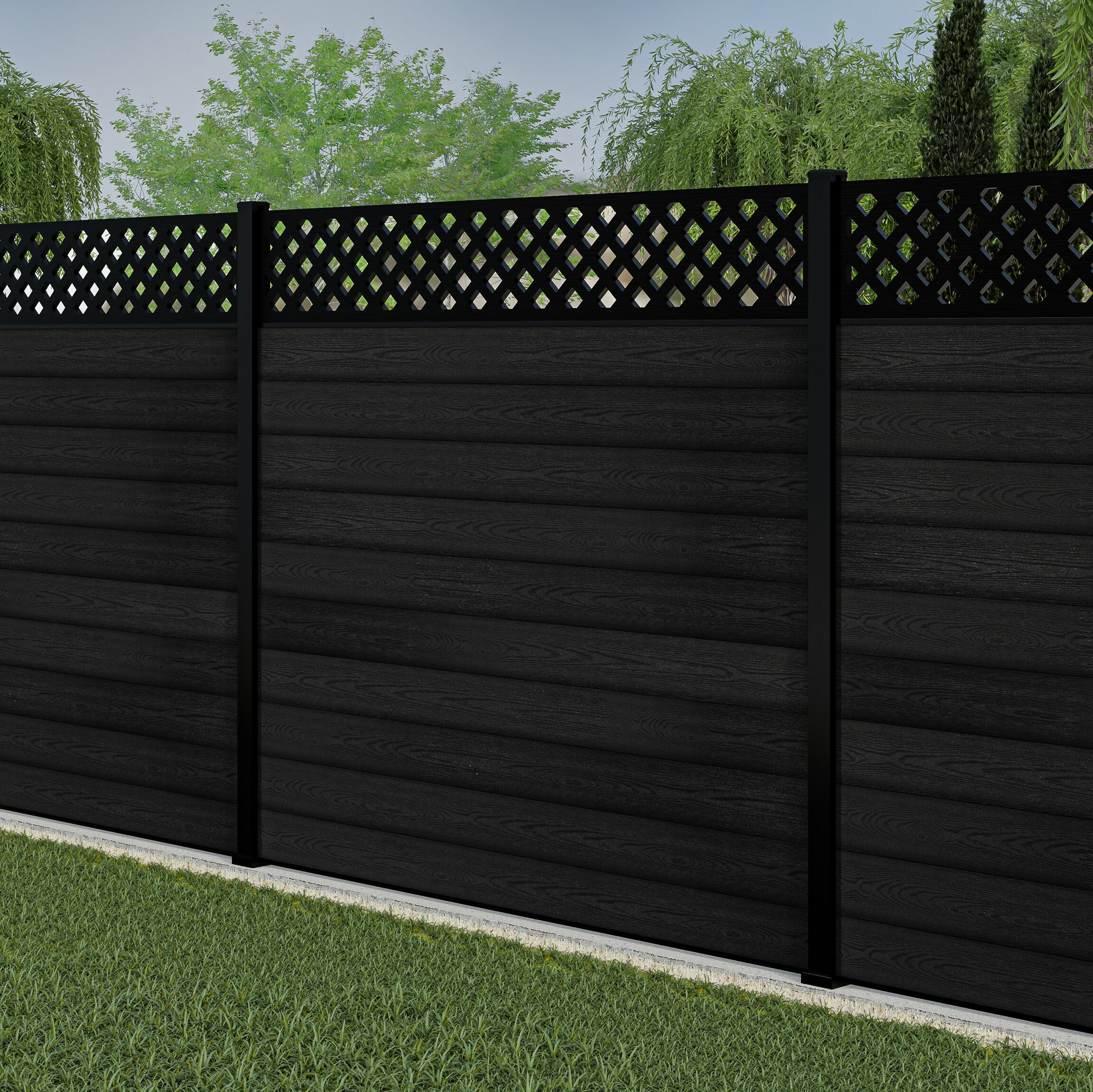 LuxeLine® 6ft Black Lattice Panel | Straight Top Decorative Fence Panel ...