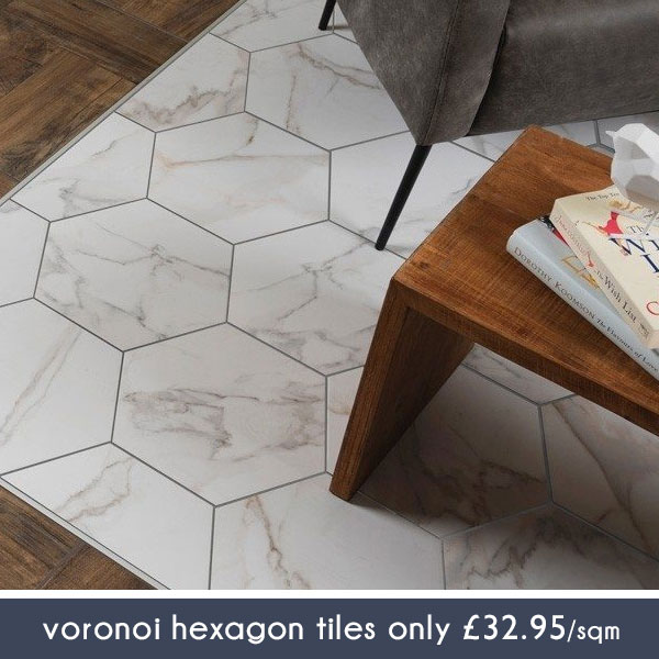 Voronoi Marble Hexagon Tiles